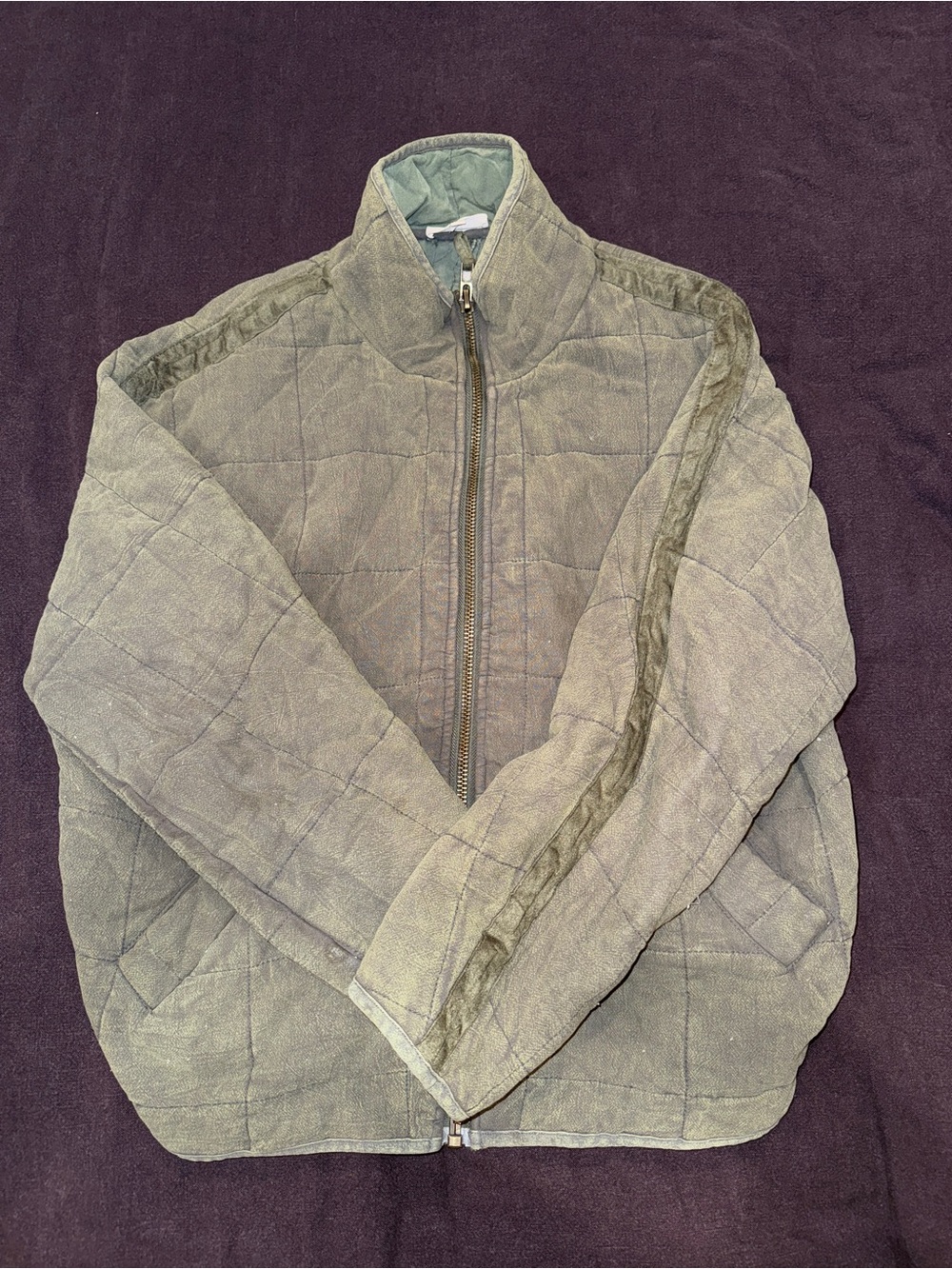 Bohme Quilted Olive Green Women’s Zip Jacket with funnel neck